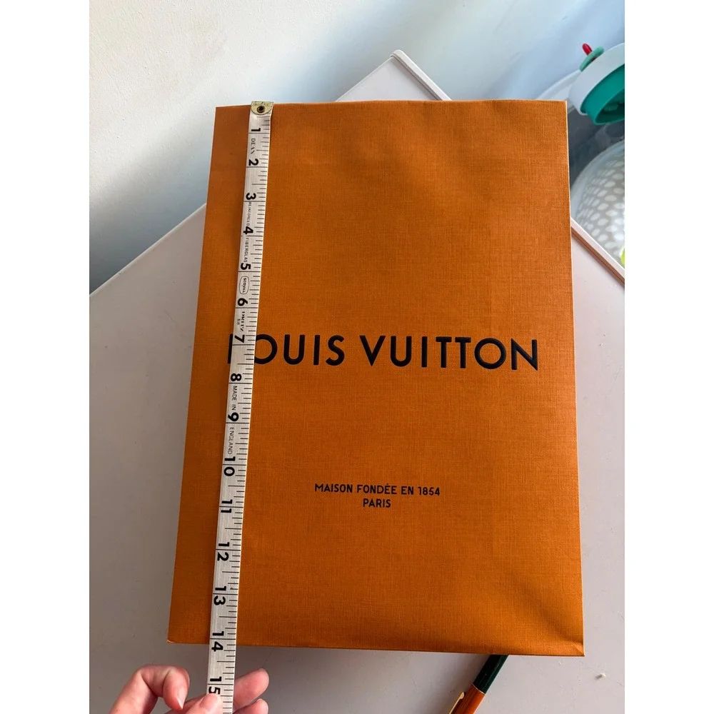 Louis Vuitton Orange Shopping Bag Blue Handles 14 Inch Tall Authentic Gift Bag
